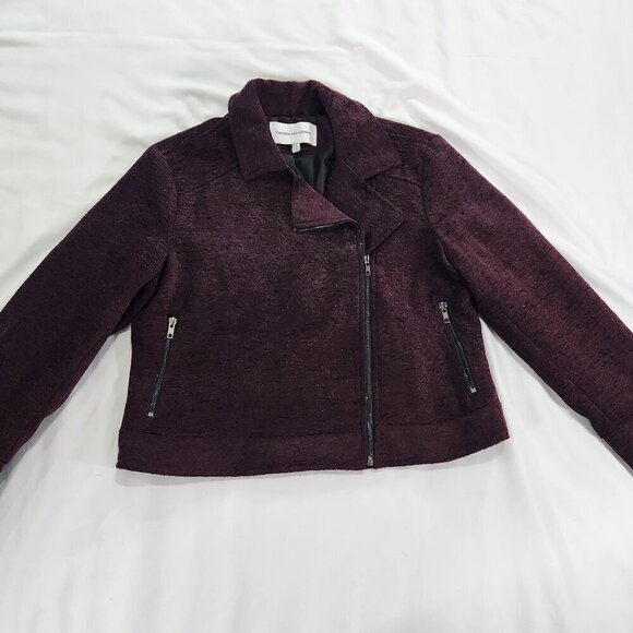 Cupcakes and Cashmere Asymmetrical Tweed Blazer Burgundy/Maroon Size Large
Lot L - Picture 2 of 8